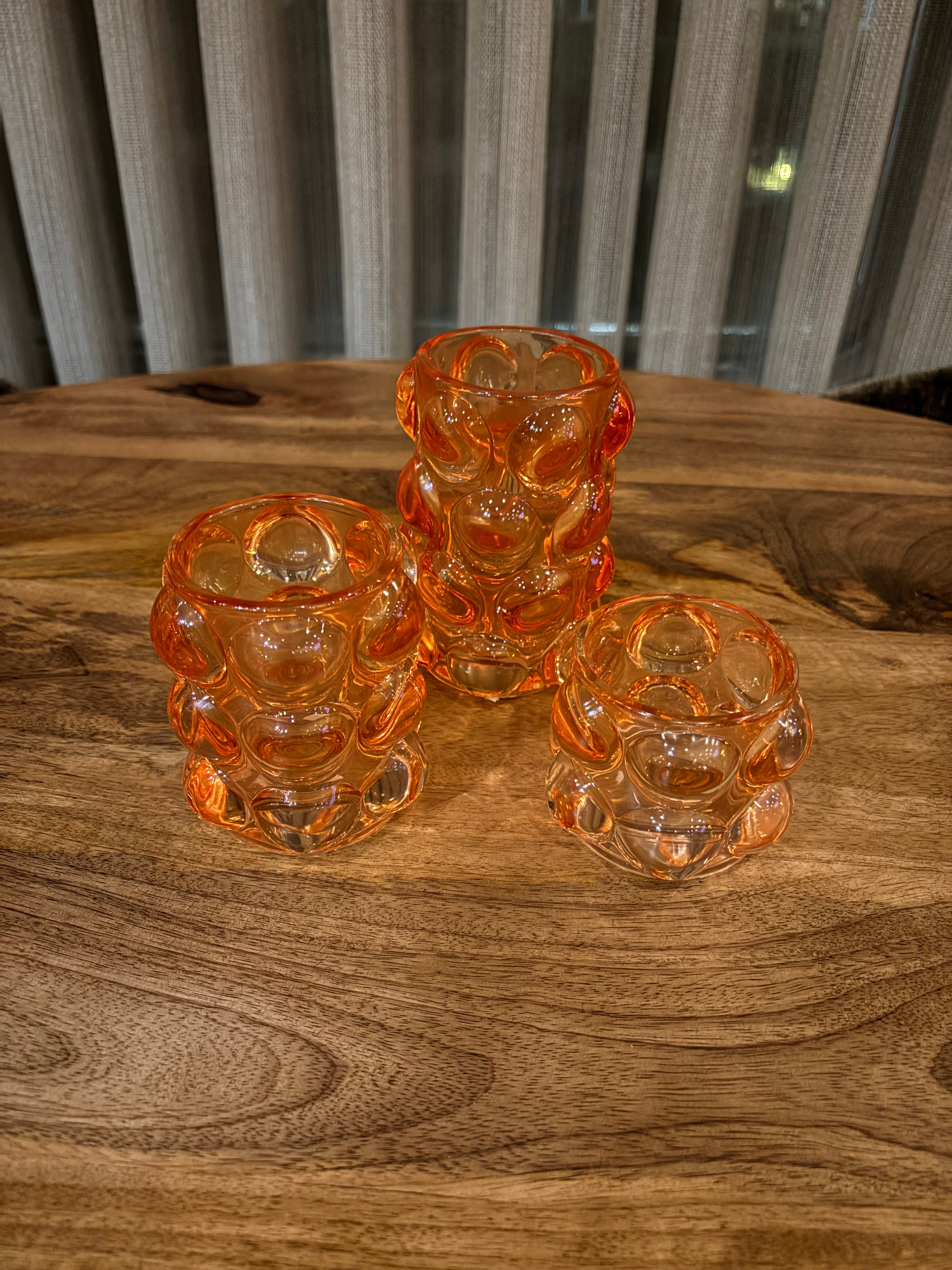 Oranje bubbel waxinehouders light&living