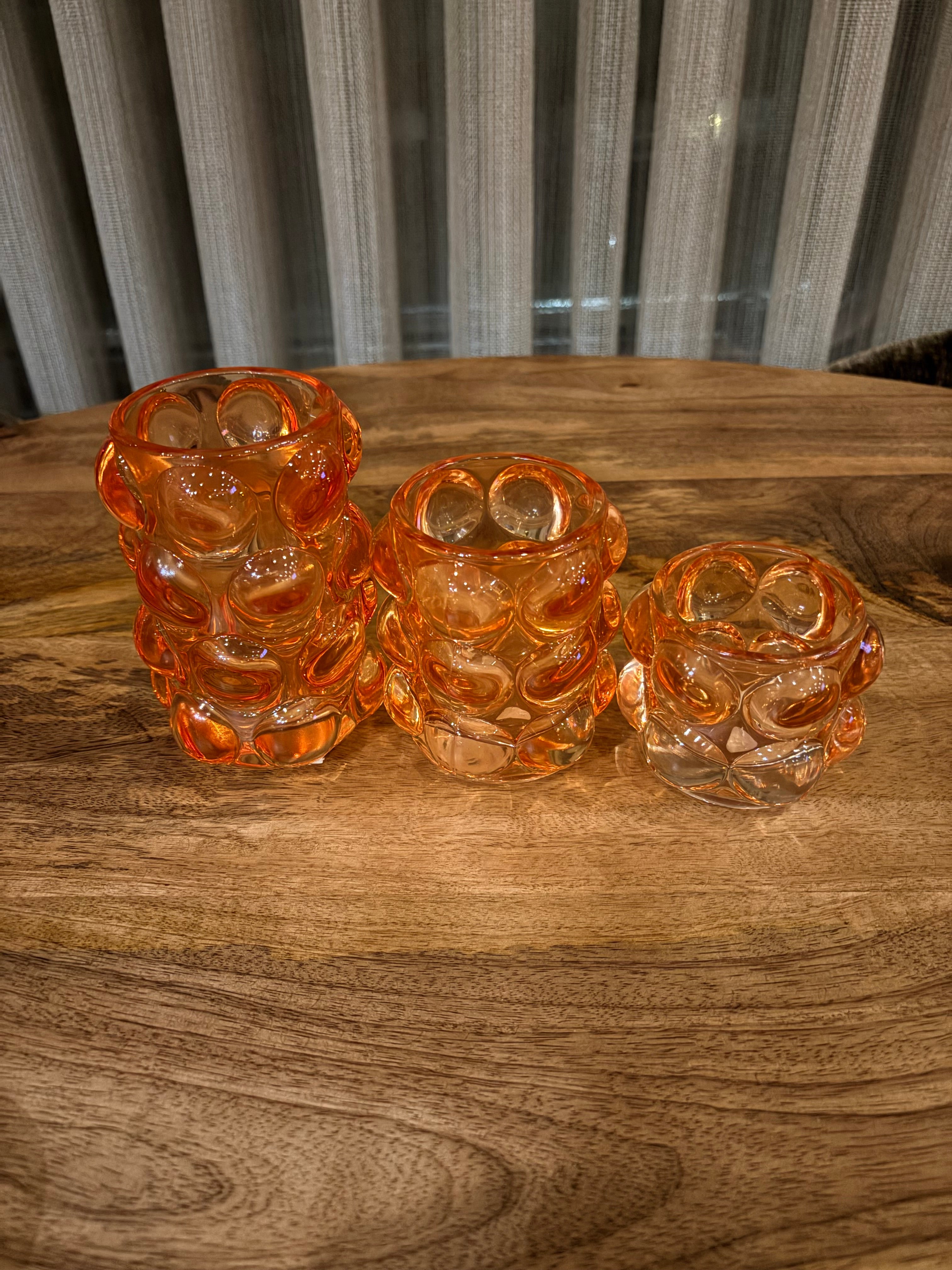 Oranje bubbel waxinehouders light&living