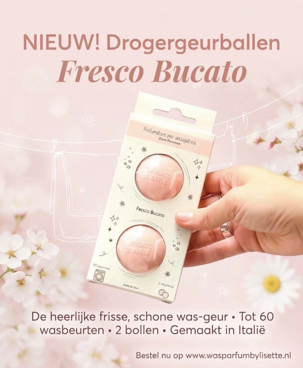 Geur verfrisser voor de droger . Fresco Bucato . Il Bucato di Adele