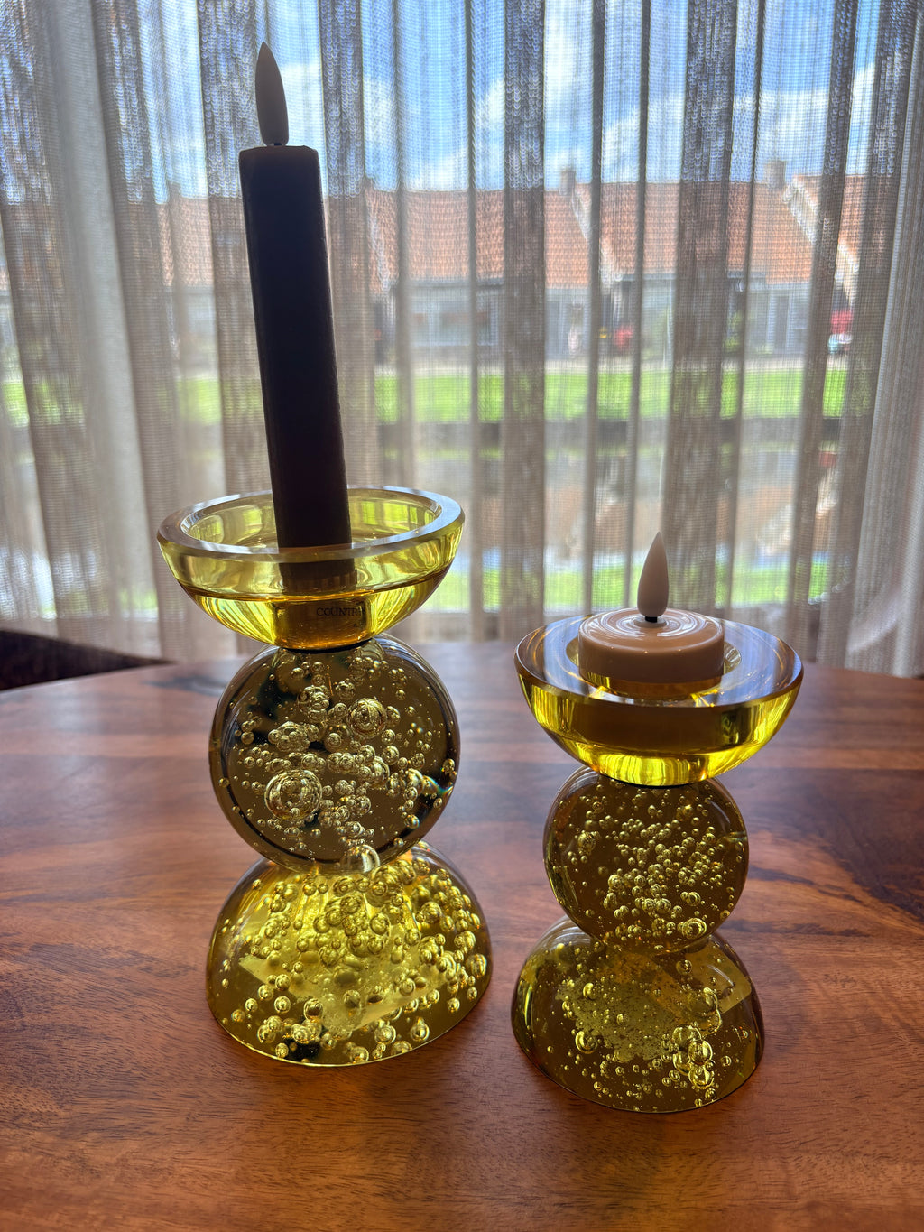 Gele bol kandelaar groot light&living