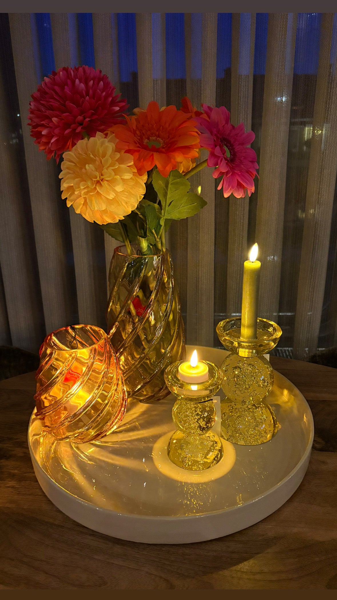 Swirl vaas groot maat L geel, roze , paars colmore