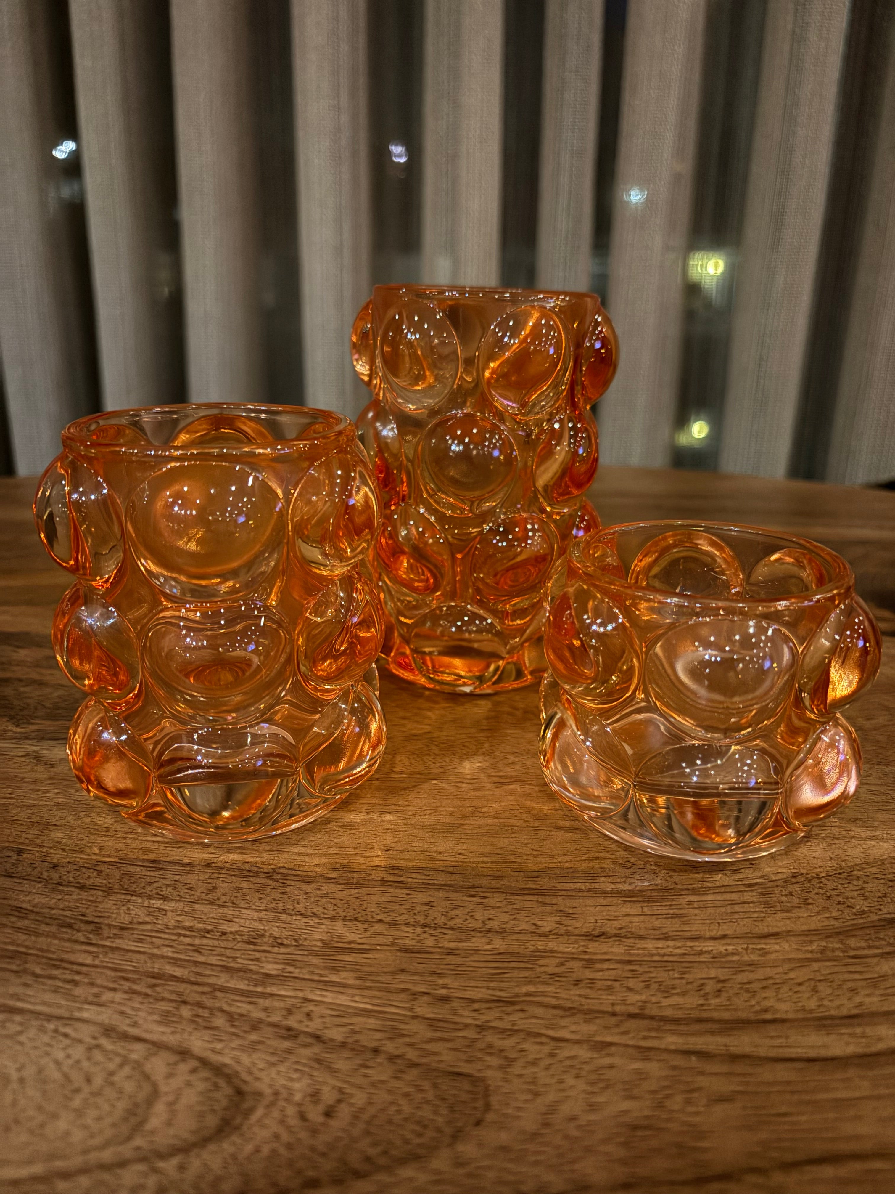 Oranje bubbel waxinehouders light&living