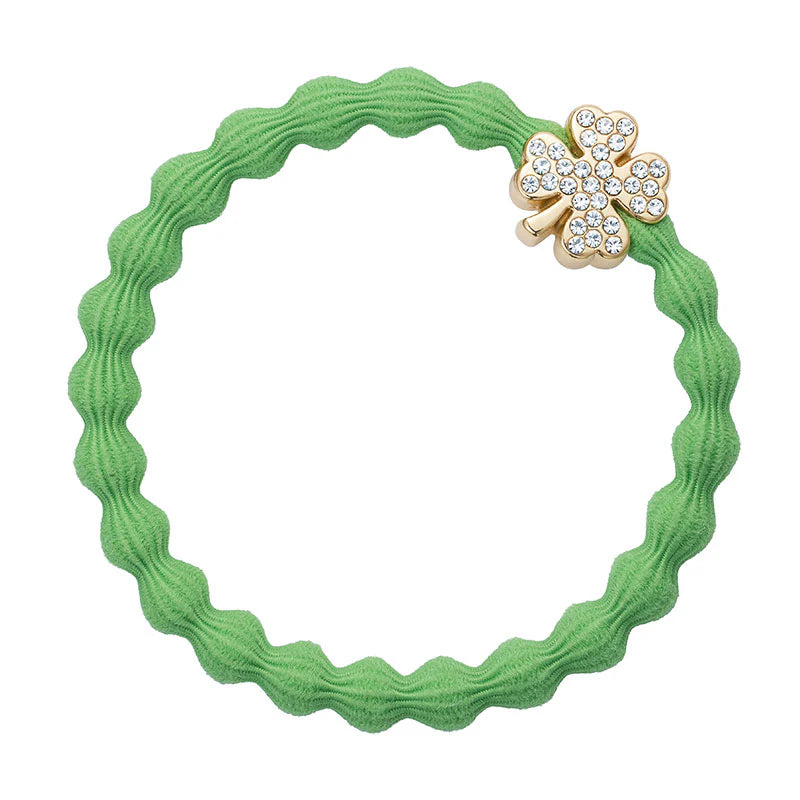 Appelgroen Met Klavertje Vier Elastiek/Armbandje - By Eloise