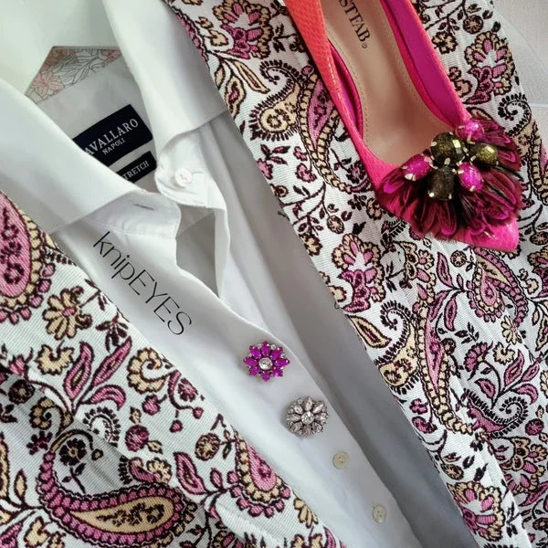 Knoopclip Diamond Flower Light Pink ♡ (per stuk)