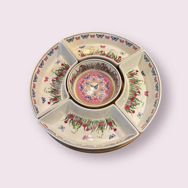 Ronde schaal met losse bakjes vlinders